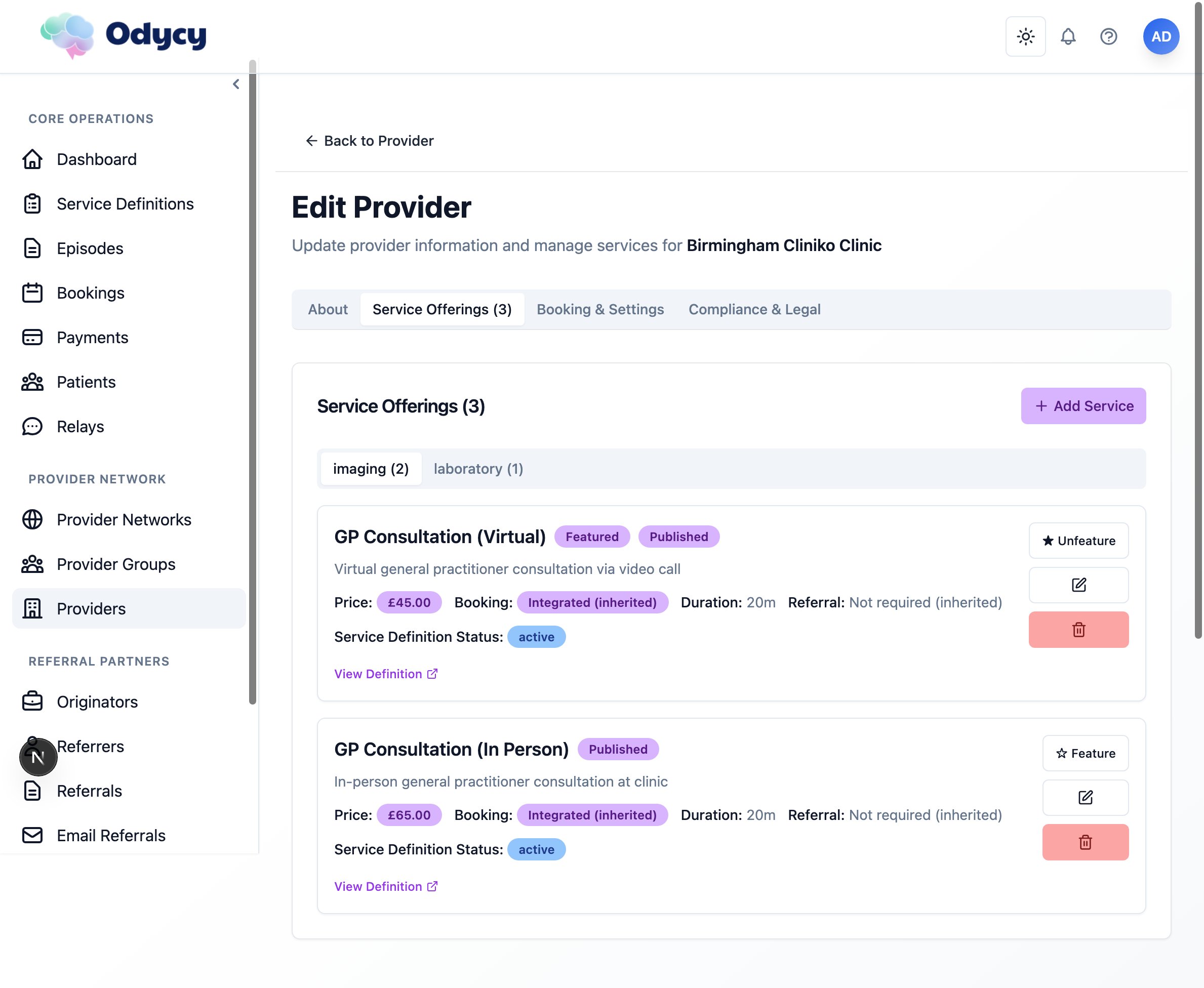 Provider Services Admin